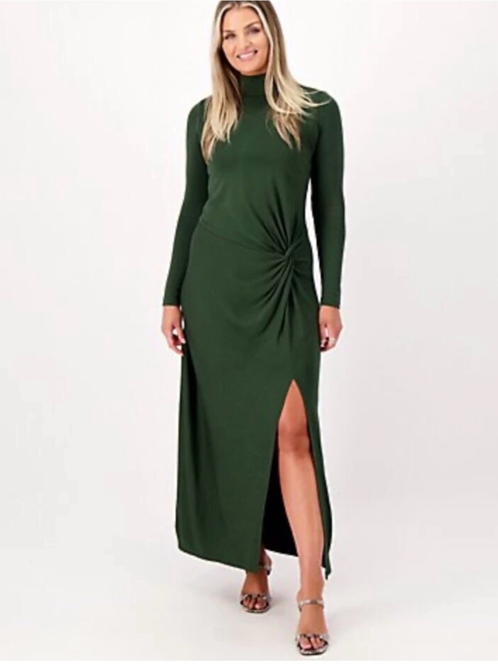 Studio Park Women's Long Sleeve Maxi Dress Green Size XLP
